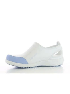 Sabot Médical En Cuir Lilia Oxypas Blanc Et Bleu -Travail Professionnels Vêtements Magasin sabot medical en cuir lilia oxypas blanc et bleu 3