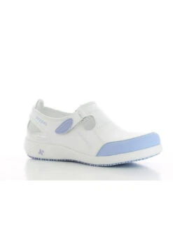 Sabot Médical En Cuir Lilia Oxypas Blanc Et Bleu -Travail Professionnels Vêtements Magasin sabot medical en cuir lilia oxypas blanc et bleu 4
