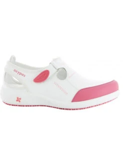 Sabot Médical En Cuir Lilia Oxypas Blanc Et Rose