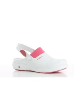 Sabot Professionnel En Cuir Blanc Et Rose Doria Oxypas -Travail Professionnels Vêtements Magasin sabot professionnel en cuir blanc et rose doria oxypas 4