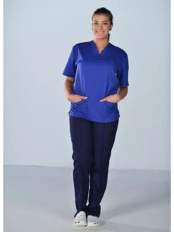 Casaque Bleu Manches Courtes Chad -Travail Professionnels Vêtements Magasin scrub royal blue 1 2