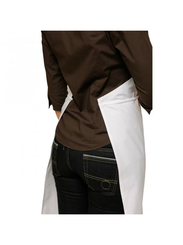 Tablier Blanc A Bavette Avec Ceinture Arceau à La Taille 4 Tablier Blanc A Bavette Avec Ceinture Arceau à La Taille – Image 2