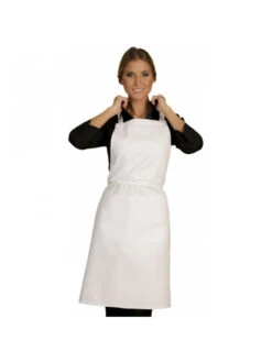 Tablier Blanc A Bavette Avec Ceinture Arceau à La Taille