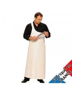 Tablier De Boucher Parisien Blanc 100% Coton
