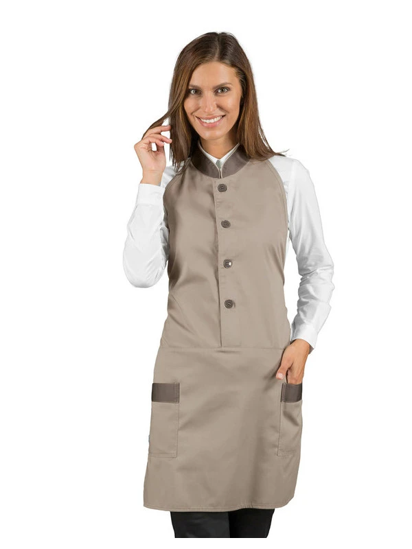 Tablier De Cuisine Beige Clair Unisexe Col Mao Isacco 3 Tablier De Cuisine Beige Clair Unisexe Col Mao Isacco