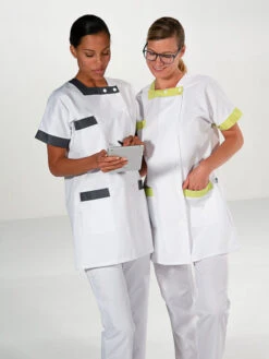 Tunique Aide-soignante Asymétrique BERNY Blanc Et Pistache 10 Tunique Aide-soignante Asymétrique BERNY Blanc Et Pistache -Travail Professionnels Vêtements Magasin tunique aide soignante asymetrique berny blanc et pistache 3