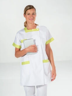 Tunique Aide-soignante Asymétrique BERNY Blanc Et Pistache 11 Tunique Aide-soignante Asymétrique BERNY Blanc Et Pistache -Travail Professionnels Vêtements Magasin tunique aide soignante asymetrique berny blanc et pistache 4