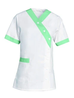 Tunique Aide Soignante Asymétrique Blanc Et Vert ROXANE -Travail Professionnels Vêtements Magasin tunique aide soignante asymetrique blanc et vert roxane 4
