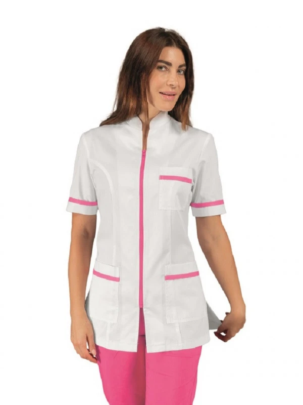 Tunique Aide-soignante Manches Courtes Rose Et Blanc Isacco 3 Tunique Aide-soignante Manches Courtes Rose Et Blanc Isacco