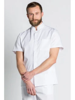 Tunique Blanche Blouse Médicale Pour Homme -Travail Professionnels Vêtements Magasin tunique blanche blouse medicale pour homme 3