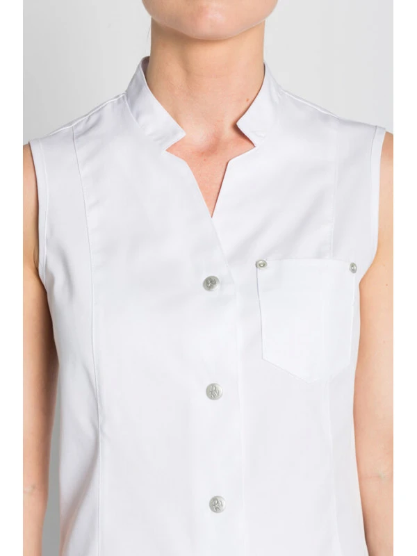 Tunique Blanche D'esthétique Sans Manches 4 Tunique Blanche D'esthétique Sans Manches – Image 2