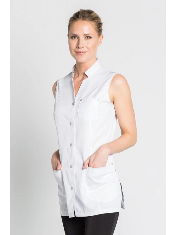 Tunique Blanche D'esthétique Sans Manches 6 Tunique Blanche D'esthétique Sans Manches – Image 4