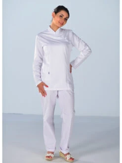 Tunique Blanche Esthéticienne Vendôme Manches Longues Et Microfibre -Travail Professionnels Vêtements Magasin tunique blanche estheticienne vendome manches longues et microfibre 3