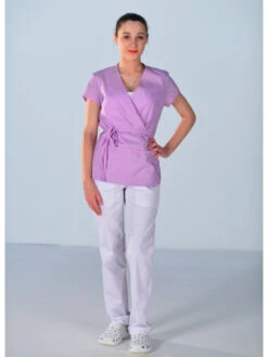 Tunique Cache Coeur Esthéticienne Mauve -Travail Professionnels Vêtements Magasin tunique cache coeur estheticienne mauve 3