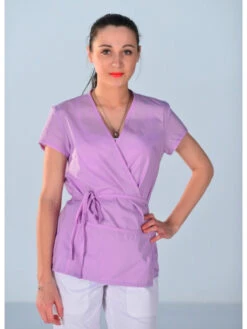 Tunique Cache Coeur Esthéticienne Mauve -Travail Professionnels Vêtements Magasin tunique cache coeur estheticienne mauve 4
