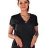 Tunique Cache Coeur Esthéticienne Noir 2 Tunique Cache Coeur Esthéticienne Noir -Travail Professionnels Vêtements Magasin tunique cache coeur estheticienne noire