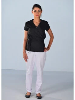 Tunique Cache Coeur Esthéticienne Noir -Travail Professionnels Vêtements Magasin tunique cache coeur estheticienne noire 2