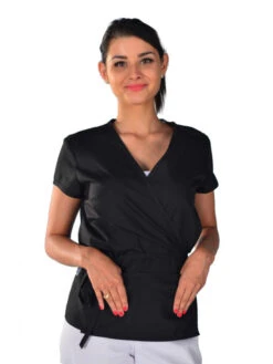Tunique Cache Coeur Esthéticienne Noir