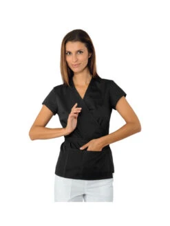 Tunique Cache Coeur Esthéticienne Noir -Travail Professionnels Vêtements Magasin tunique cache coeur estheticienne noire 4