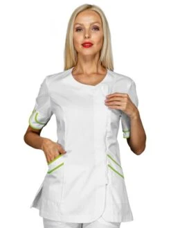 Tunique De Travail Babilonia Avec Liseré De Couleur à Manche Courte En Polyester Et Coton