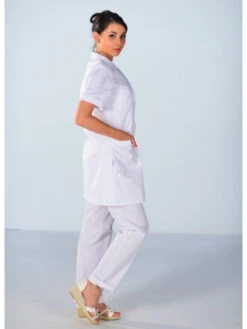 Tunique De Travail Blanche Femme Clinic Look -Travail Professionnels Vêtements Magasin tunique de travail blanche femme clinic look 2