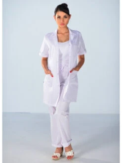 Tunique De Travail Blanche Femme Clinic Look -Travail Professionnels Vêtements Magasin tunique de travail blanche femme clinic look 4