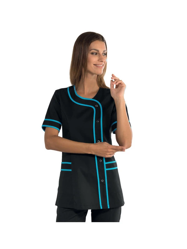 Tunique De Travail Brasilia Noire Et Bleu Azur 3 Tunique De Travail Brasilia Noire Et Bleu Azur