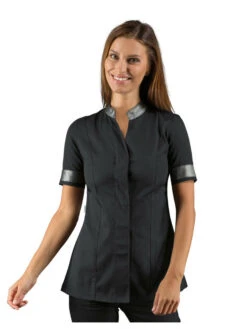 Tunique Esthéticienne Noire Et Argent Manches Courtes Isacco