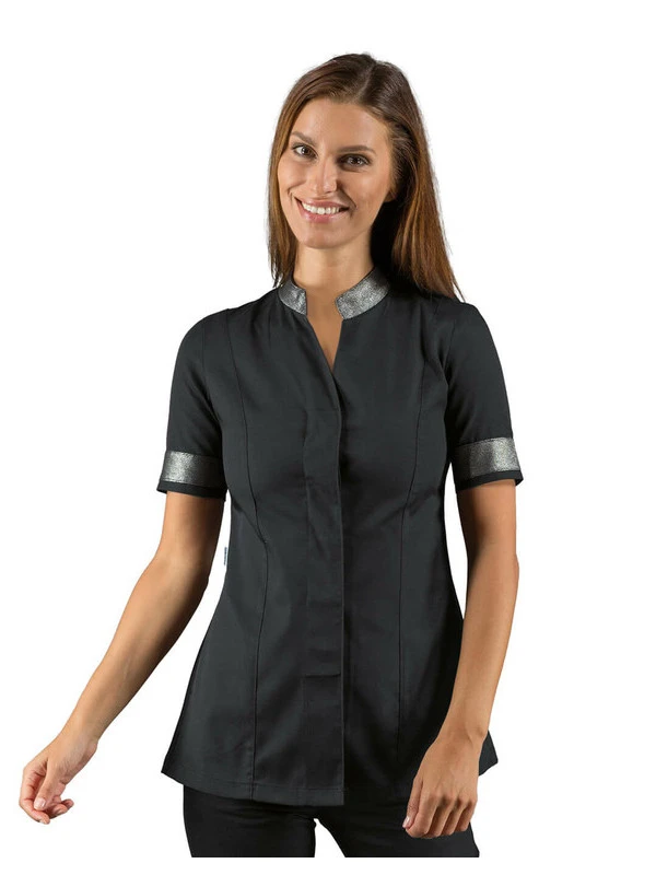 Tunique Esthéticienne Noire Et Argent Manches Courtes Isacco 3 Tunique Esthéticienne Noire Et Argent Manches Courtes Isacco