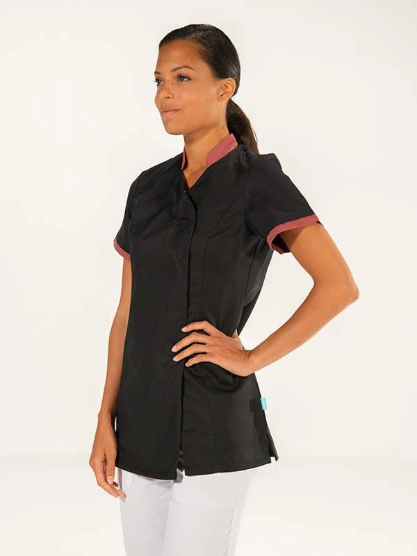 Tunique Femme Coupe Cintrée Noire / Cassis Ayako 5 Tunique Femme Coupe Cintrée Noire / Cassis Ayako – Image 3