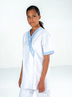 Tunique Infirmière Asymétrique Blanc Et Bleu ROXANE -Travail Professionnels Vêtements Magasin tunique infirmiere asymetrique blanc et bleu roxane 2