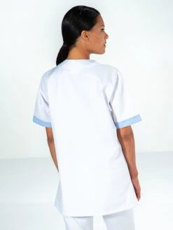 Tunique Infirmière Asymétrique Blanc Et Bleu ROXANE -Travail Professionnels Vêtements Magasin tunique infirmiere asymetrique blanc et bleu roxane 3