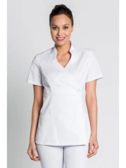 Tunique Kimono Femme Manches Courtes Blanc -Travail Professionnels Vêtements Magasin tunique kimono femme manches courtes blanc 2