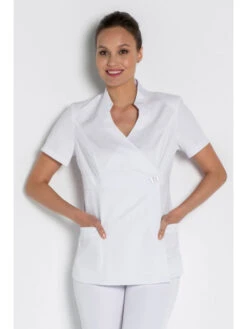 Tunique Kimono Femme Manches Courtes Blanc -Travail Professionnels Vêtements Magasin tunique kimono femme manches courtes blanc 3