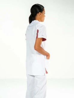 Tunique Médicale Femme Blanche/cassis Sandrine -Travail Professionnels Vêtements Magasin tunique medical femme blanchecassis sandrine 2