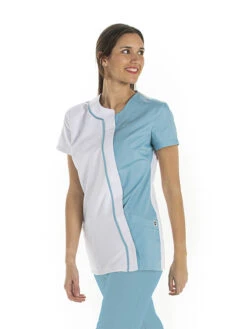 Tunique Médicale à Manches Courtes Microfibre Bleu