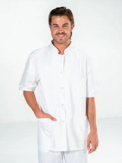 Tunique Médicale Blanche 100% Coton Manches Courtes DENIS