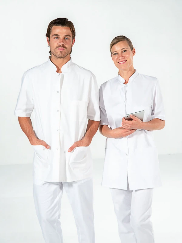 Tunique Médicale Blanche 100% Coton Manches Courtes DENIS 6 Tunique Médicale Blanche 100% Coton Manches Courtes DENIS – Image 4