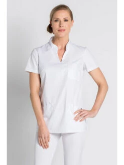 Tunique Médicale Blanche Col Mao 9 Tunique Médicale Blanche Col Mao -Travail Professionnels Vêtements Magasin tunique medicale blanche col mao 3