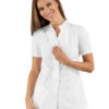 Tunique Médicale Blanche Col Mao Manches Courtes Isacco -Travail Professionnels Vêtements Magasin tunique medicale blanche col mao manches courtes isacco