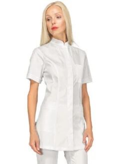 Tunique Médicale Blanche Coton Stretch Manches Courtes Isacco