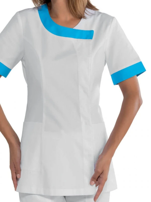 Tunique Médicale Blanche Et Bleu Azur 4 Tunique Médicale Blanche Et Bleu Azur – Image 2