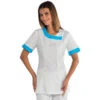 Tunique Médicale Blanche Et Bleu Azur -Travail Professionnels Vêtements Magasin tunique medicale blanche et bleu azur