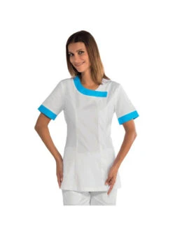 Tunique Médicale Blanche Et Bleu Azur
