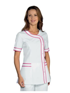 Tunique Médicale Brasilia Blanche Et Rose Clinic Look -Travail Professionnels Vêtements Magasin tunique medicale blanche et rose clinic look 4