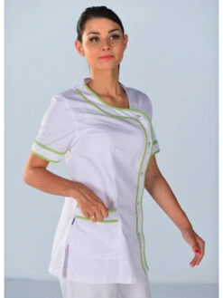 Tunique Médicale Brasilia Blanche Et Vert Anis Clinic Look 10 Tunique Médicale Brasilia Blanche Et Vert Anis Clinic Look -Travail Professionnels Vêtements Magasin tunique medicale blanche et vert anis clinic look 3