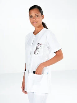 Tunique Médicale Blanche Manches Courtes HANNA -Travail Professionnels Vêtements Magasin tunique medicale blanche manches courtes hanna 1