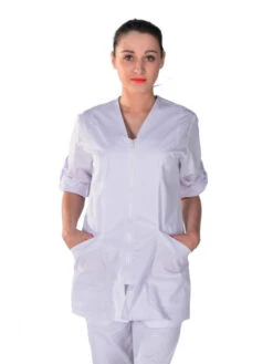 Tunique Médicale Blanche Manches Retroussables Clinic Look