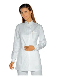 Tunique Médicale Blanche Poignets Serrés 100% Coton