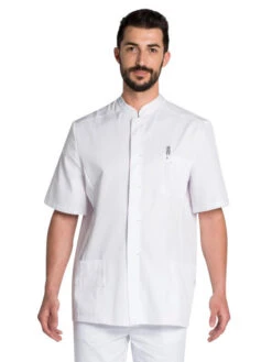 Tunique Médicale Blanche Pour Homme Col Officier